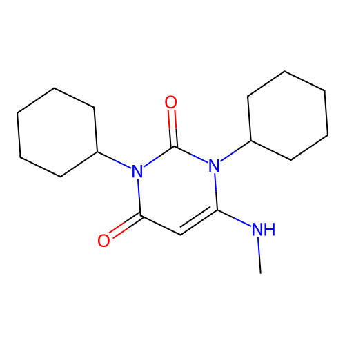1,3-dicyclohexyl-6-(methylamino)-2,4(1H,3H)-pyrimidinedione structure