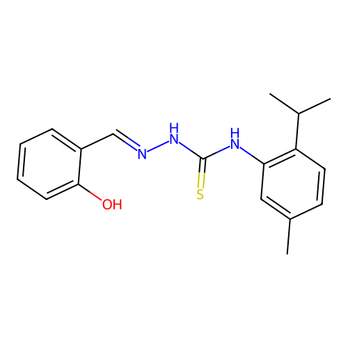 1-[(2-Hydroxyphenyl)methylideneamino]-3-(5-methyl-2-propan-2-ylphenyl)thiourea structure