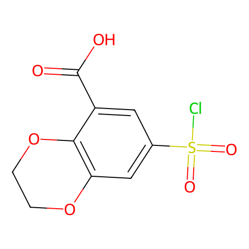 7-(Chlorosulphonyl)-2,3-dihydro-1,4-benzodioxin-5-carboxylic acid structure