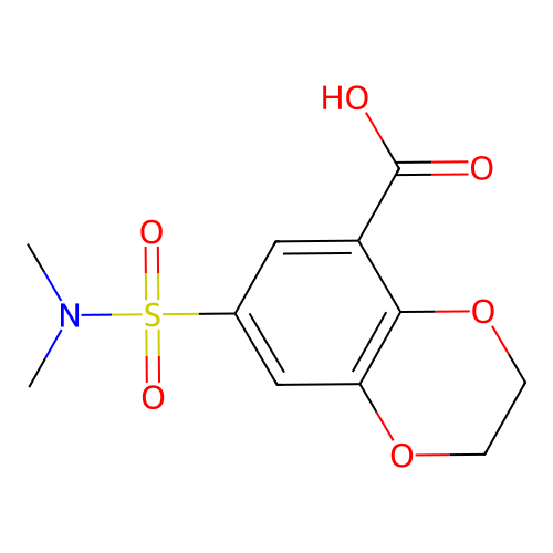7-(N,N-dimethylsulphamoyl)-2,3-dihydro-1,4-benzodioxin-5-carboxylic acid structure