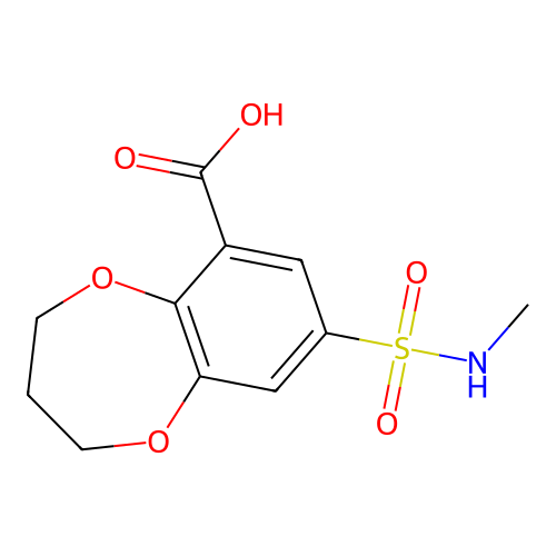 3,4-Dihydro-8-((methylamino)sulphonyl)-2H-benzo-1,5-dioxepin-6-carboxylic acid structure