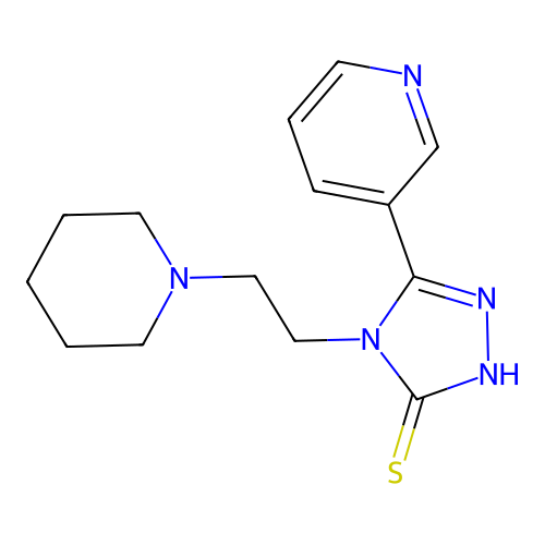 4-[2-(1-piperidinyl)ethyl]-5-(3-pyridinyl)-4H-1,2,4-triazole-3-thiol structure