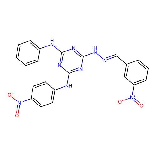 3-Nitrobenzaldehyde (4-anilino-6-{4-nitroanilino}-1,3,5-triazin-2-yl)hydrazone structure