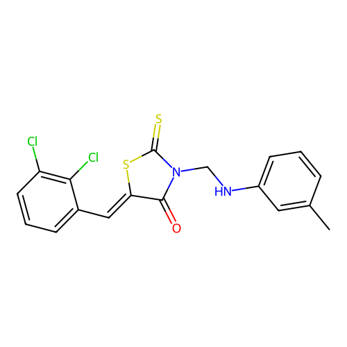 5-(2,3-Dichlorobenzylidene)-2-thioxo-3-(3-toluidinomethyl)-1,3-thiazolidin-4-one structure