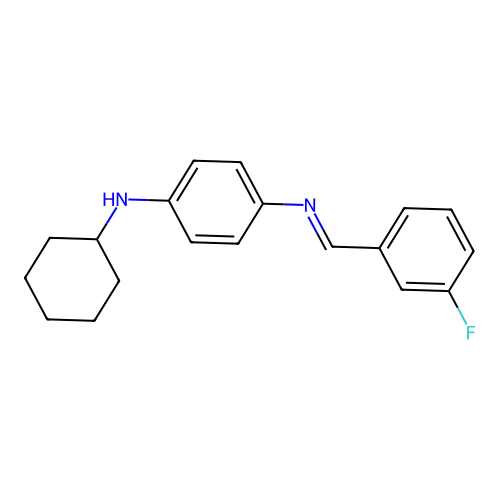 N-cyclohexyl-N-{4-[(3-fluorobenzylidene)amino]phenyl}amine structure