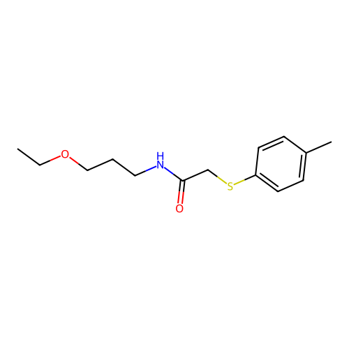 N-(3-ethoxypropyl)-2-[(4-methylphenyl)sulfanyl]acetamide structure