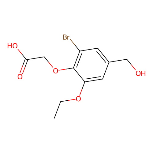 [2-Bromo-6-ethoxy-4-(hydroxymethyl)phenoxy]acetic acid structure