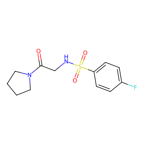 4-fluoro-N-[2-oxo-2-(1-pyrrolidinyl)ethyl]benzenesulfonamide structure