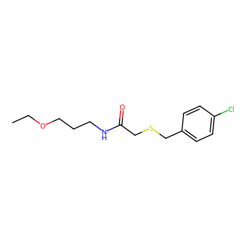 2-[(4-chlorobenzyl)sulfanyl]-N-(3-ethoxypropyl)acetamide structure