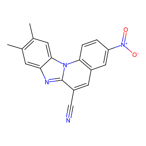 9,10-Dimethyl-3-nitrobenzimidazo[1,2-a]quinoline-6-carbonitrile structure