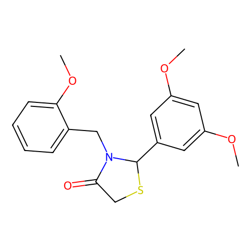 2-(3,5-Dimethoxyphenyl)-3-[(2-methoxyphenyl)methyl]-1,3-thiazolidin-4-one structure