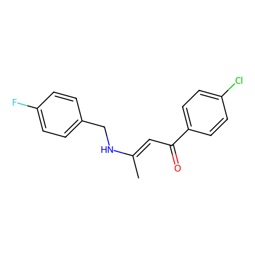 1-(4-Chlorophenyl)-3-[(4-fluorobenzyl)amino]-2-buten-1-one structure
