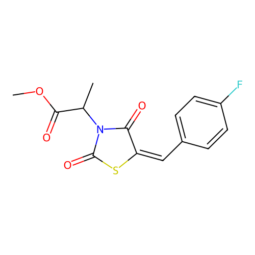 methyl 2-[(5E)-5-(4-fluorobenzylidene)-2,4-dioxo-1,3-thiazolidin-3-yl]propanoate structure