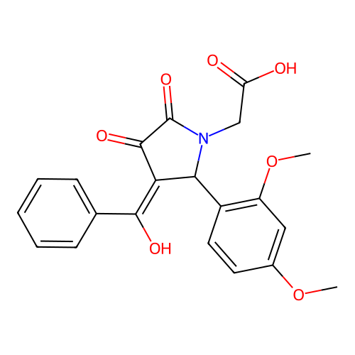 {(3E)-2-(2,4-dimethoxyphenyl)-3-[hydroxy(phenyl)methylidene]-4,5-dioxopyrrolidin-1-yl}acetic acid structure