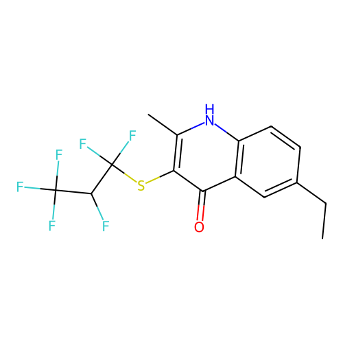 6-Ethyl-3-(1,1,2,3,3,3-hexafluoro-propylsulfanyl)-2-methyl-1H-quinolin-4-one structure