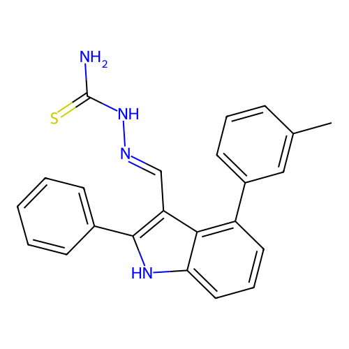 [[4-(3-methylphenyl)-2-phenyl-1H-indol-3-yl]methylideneamino]thiourea structure
