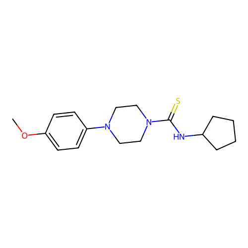 N-cyclopentyl-4-(4-methoxyphenyl)piperazine-1-carbothioamide structure