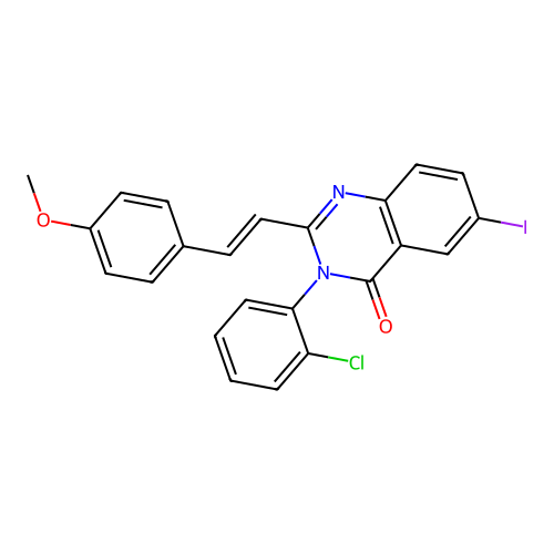 3-(2-chlorophenyl)-6-iodo-2-[(E)-2-(4-methoxyphenyl)ethenyl]quinazolin-4-one structure