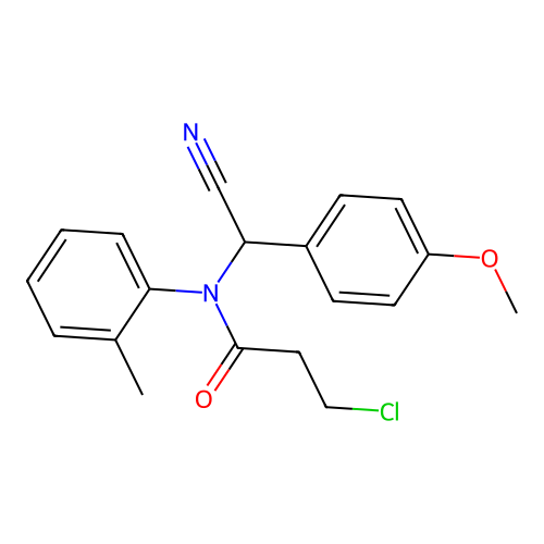 3-chloro-N-[cyano(4-methoxyphenyl)methyl]-N-(2-methylphenyl)propanamide structure