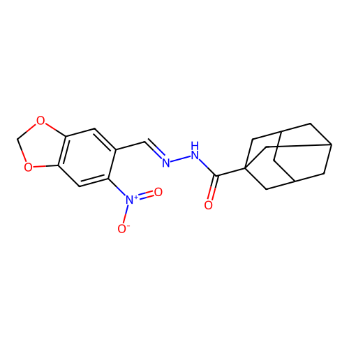 N'-({6-nitro-1,3-benzodioxol-5-yl}methylene)-1-adamantanecarbohydrazide structure