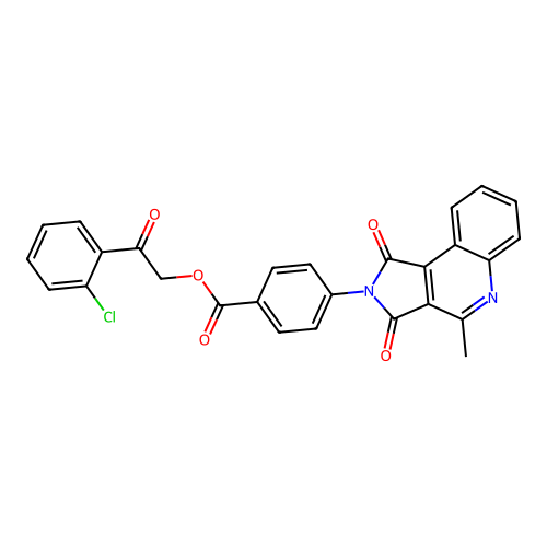 2-(2-chlorophenyl)-2-oxoethyl 4-(4-methyl-1,3-dioxo-1,3-dihydro-2H-pyrrolo[3,4-c]quinolin-2-yl)benzoate structure