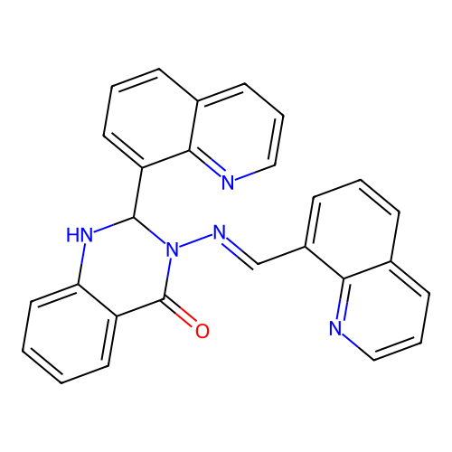 2-(8-quinolinyl)-3-[(8-quinolinylmethylene)amino]-2,3-dihydro-4(1H)-quinazolinone structure