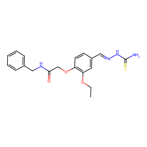 N-benzyl-2-[4-[(E)-(carbamothioylhydrazinylidene)methyl]-2-ethoxyphenoxy]acetamide structure