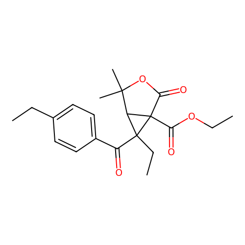ethyl 6-ethyl-6-(4-ethylbenzoyl)-2,2-dimethyl-4-oxo-3-oxabicyclo[3.1.0]hexane-5-carboxylate structure