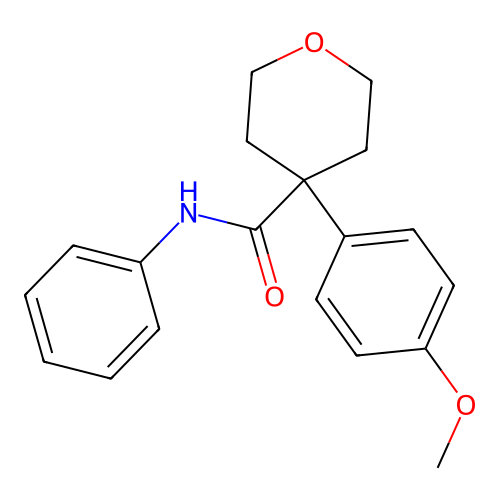 4-(4-methoxyphenyl)-N-phenyltetrahydro-2H-pyran-4-carboxamide structure