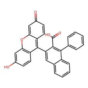 3-(6-hydroxy-3-oxo-3H-xanthen-9-yl)-1-phenyl-2-naphthoic acid structure