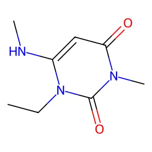 1-ethyl-3-methyl-6-(methylamino)-2,4(1H,3H)-pyrimidinedione structure