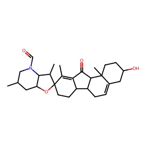 3-Hydroxy-11-oxo-17,23-epoxyveratraman-28-carbaldehyde structure