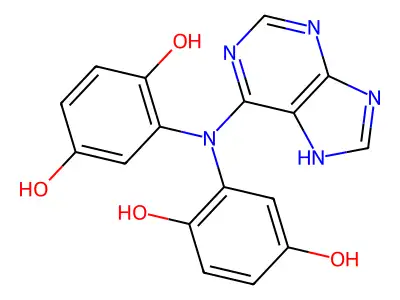2-[2,5-dihydroxy-N-(7H-purin-6-yl)anilino]benzene-1,4-diol structure