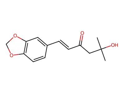 (Z)-1-(1,3-benzodioxol-5-yl)-5-hydroxy-5-methylhex-1-en-3-one structure