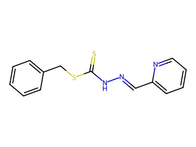 Benzyl hydrogen [(pyridin-2-yl)methylidene]carbonodithiohydrazonate structure