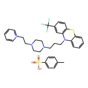 4-methylbenzenesulfonic acid; 10-[3-[4-(2-pyridin-1-ium-1-ylethyl)piperazin-1-yl]propyl]-2-(trifluoromethyl)phenothiazine structure