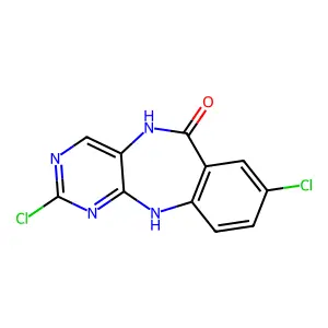 6H-Pyrimido(4,5-b)(1,4)benzodiazepin-6-one, 2,8-dichloro-5,11-dihydro- structure