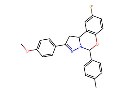 4-(9-BR-5-(4-ME-PH)-1,10B-Dihydropyrazolo(1,5-C)(1,3)benzoxazin-2-YL)PH ME ether structure
