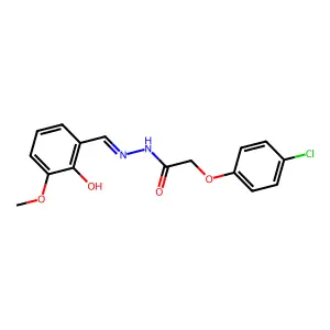 2-(4-chlorophenoxy)-N-[(2-hydroxy-3-methoxyphenyl)methylideneamino]acetamide structure