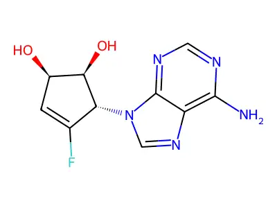 (1S,2R,5S)-5-(6-Amino-purin-9-yl)-4-fluoro-cyclopent-3-ene-1,2-diol structure
