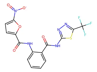 5-Nitro-N-[2-[[[5-(trifluoromethyl)-1,3,4-thiadiazol-2-yl]amino]carbonyl]phenyl]-2-furancarboxamide structure