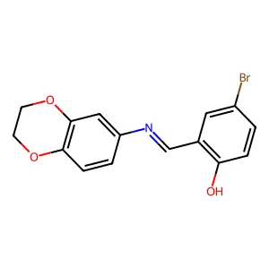 4-bromo-2-[(E)-(2,3-dihydro-1,4-benzodioxin-6-ylimino)methyl]phenol structure