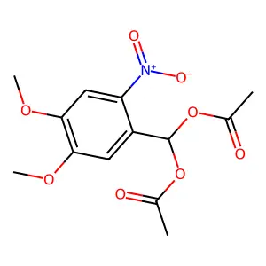 (Acetyloxy)(4,5-dimethoxy-2-nitrophenyl)methyl acetate structure