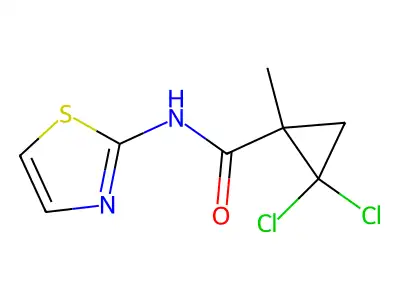 2,2-dichloro-1-methyl-N-(1,3-thiazol-2-yl)cyclopropanecarboxamide structure