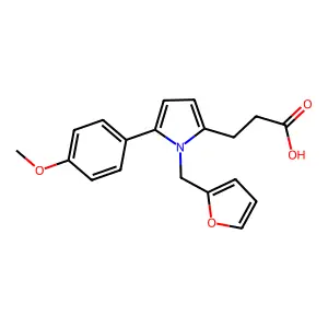 3-[1-(2-Furylmethyl)-5-(4-methoxyphenyl)pyrrol-2-yl]propanoic acid structure