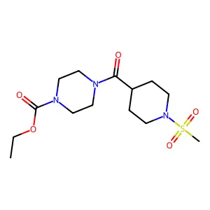Ethyl 4-{[1-(methylsulfonyl)-4-piperidinyl]carbonyl}-1-piperazinecarboxylate structure