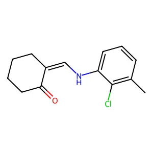 (2Z)-2-[(2-chloro-3-methylanilino)methylidene]cyclohexan-1-one structure