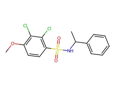 2,3-dichloro-4-methoxy-N-(1-phenylethyl)benzenesulfonamide structure