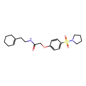 N-[2-(1-cyclohexen-1-yl)ethyl]-2-[4-(1-pyrrolidinylsulfonyl)phenoxy]acetamide structure