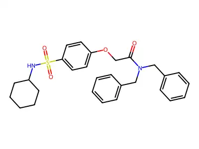N,N-dibenzyl-2-[4-(cyclohexylsulfamoyl)phenoxy]acetamide structure